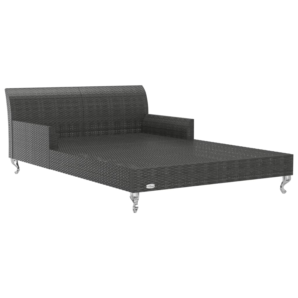 JHQHSM Black Rattan 2-Person Garden Sun Bed with Cream White Cushions, Outdoor Sun Lounger for Patio