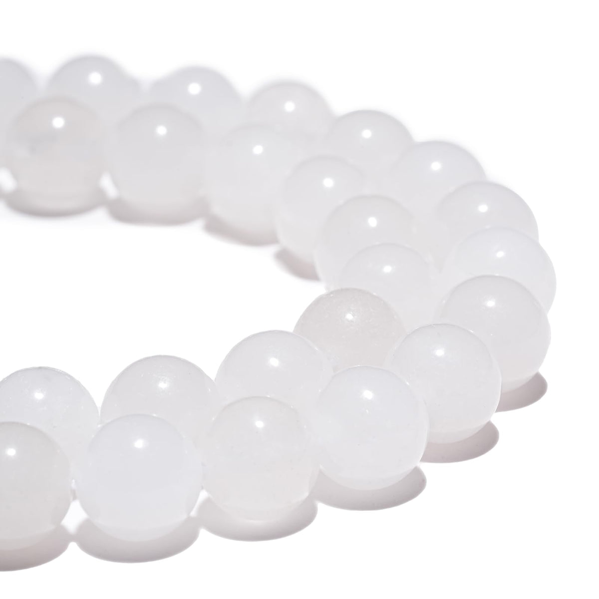 8mm Natural White Jade Gemstone Beads Polished Round Smooth Stone Beads for Bracelets Jewelry Making 15inch Loose Beads