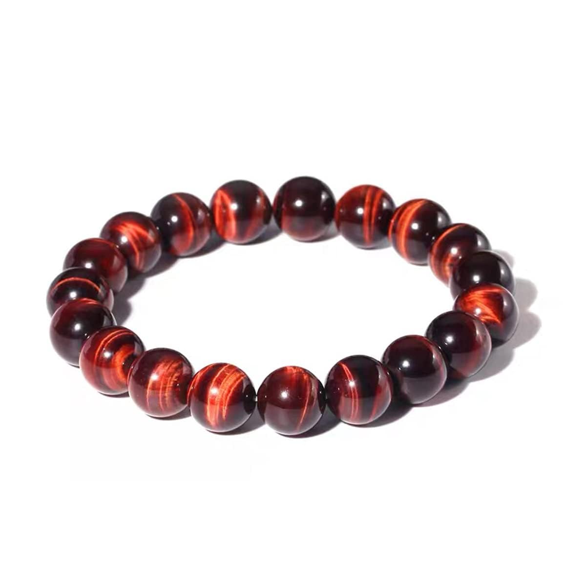 10MM Red Tigers Eye Bracelets for Women Men, Fits for 7.5" Wrist, Talisman of Good Luck & Wealth | Root Chakra Crystal | Gemstones of Passion Courage | Handmade Stretch Jewelry choice