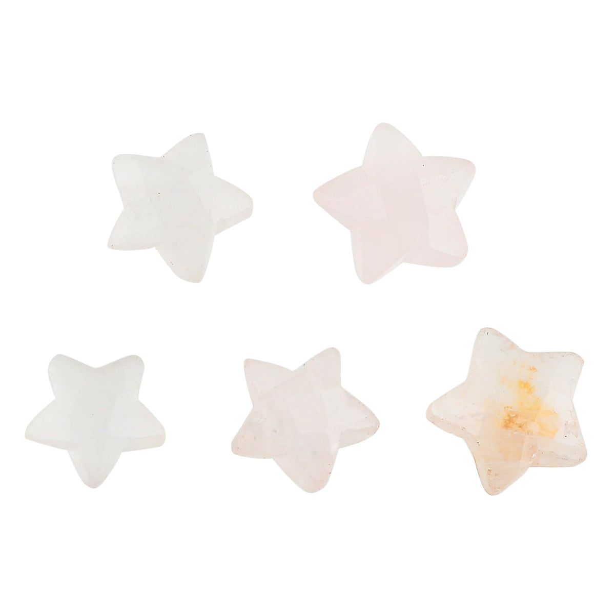 CRYSTALINES 5pcs, Wholesale Natural Rose Quartz Gemstones, Bulk Star Shape Stones, Assorted Loose Supply, DIY Craft-Jewelry Making, Chakra Healing Crystals, Gem Collection, 8-12mm