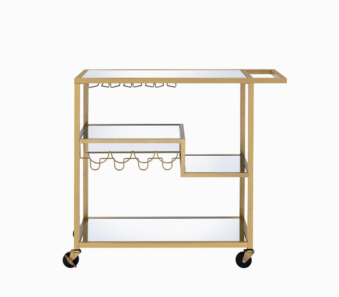 GOWE Adamsen Mirrored & Champagne Finish Serving Cart