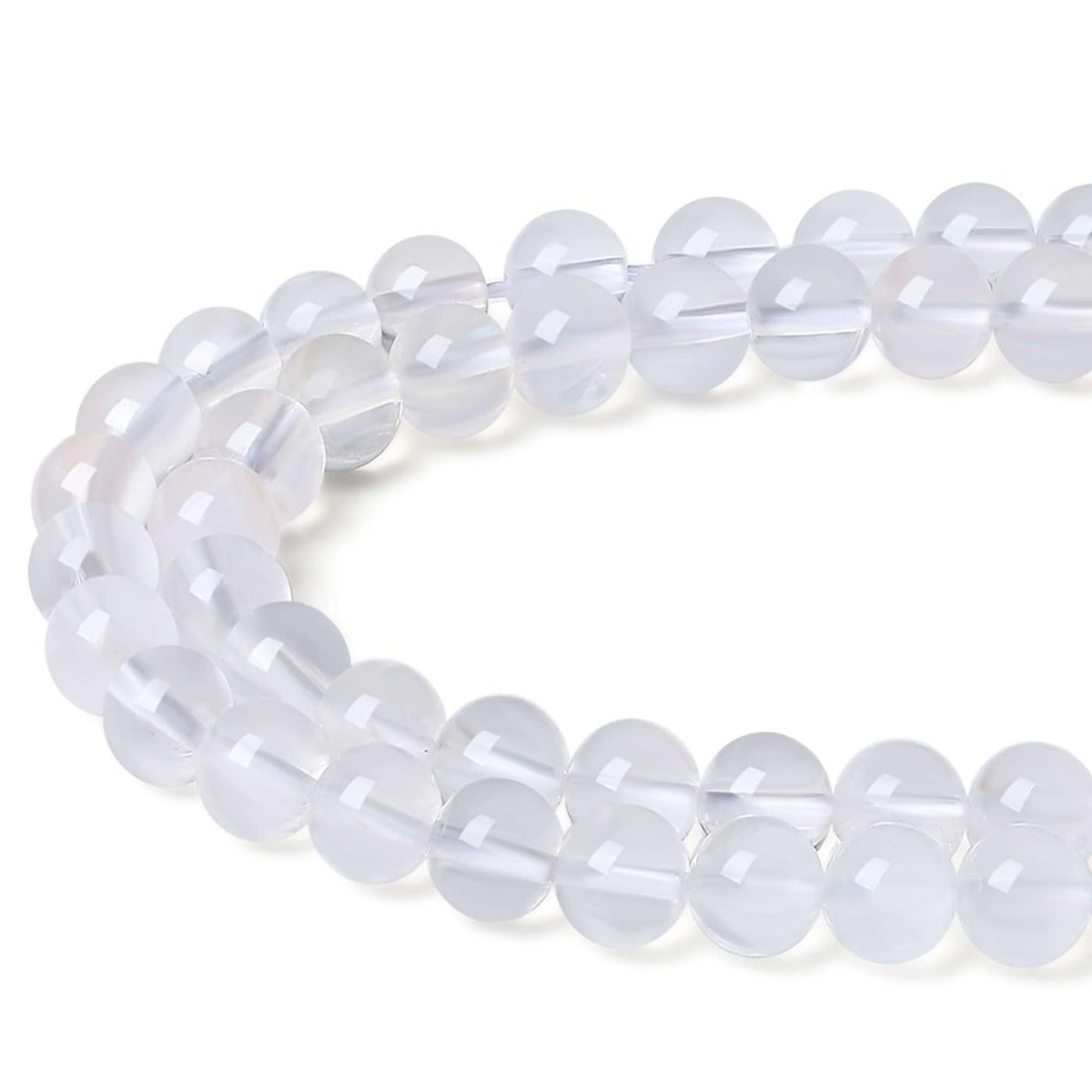 LAIDANLA Clear Quartz 8mm Natural Stone Beads Round Loose Gemstone Stone Beads for DIY Bracelet Necklace Earrings Jewelry Making Polishing Genuine Real Beading Crystal 96PCS 2 Strand 32"