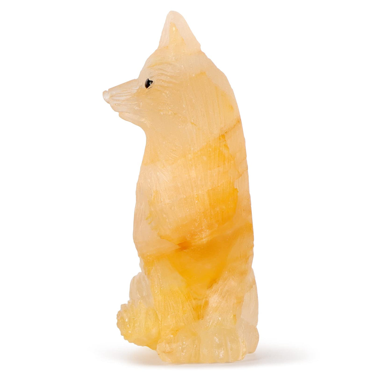 SMQ 2.4" Citrine Crystal Fox Statues and Figurines,Carved Gemstone Fox Animal Carvings Collectible Healing Crystal Stones Sculpture for Home Garden Decor