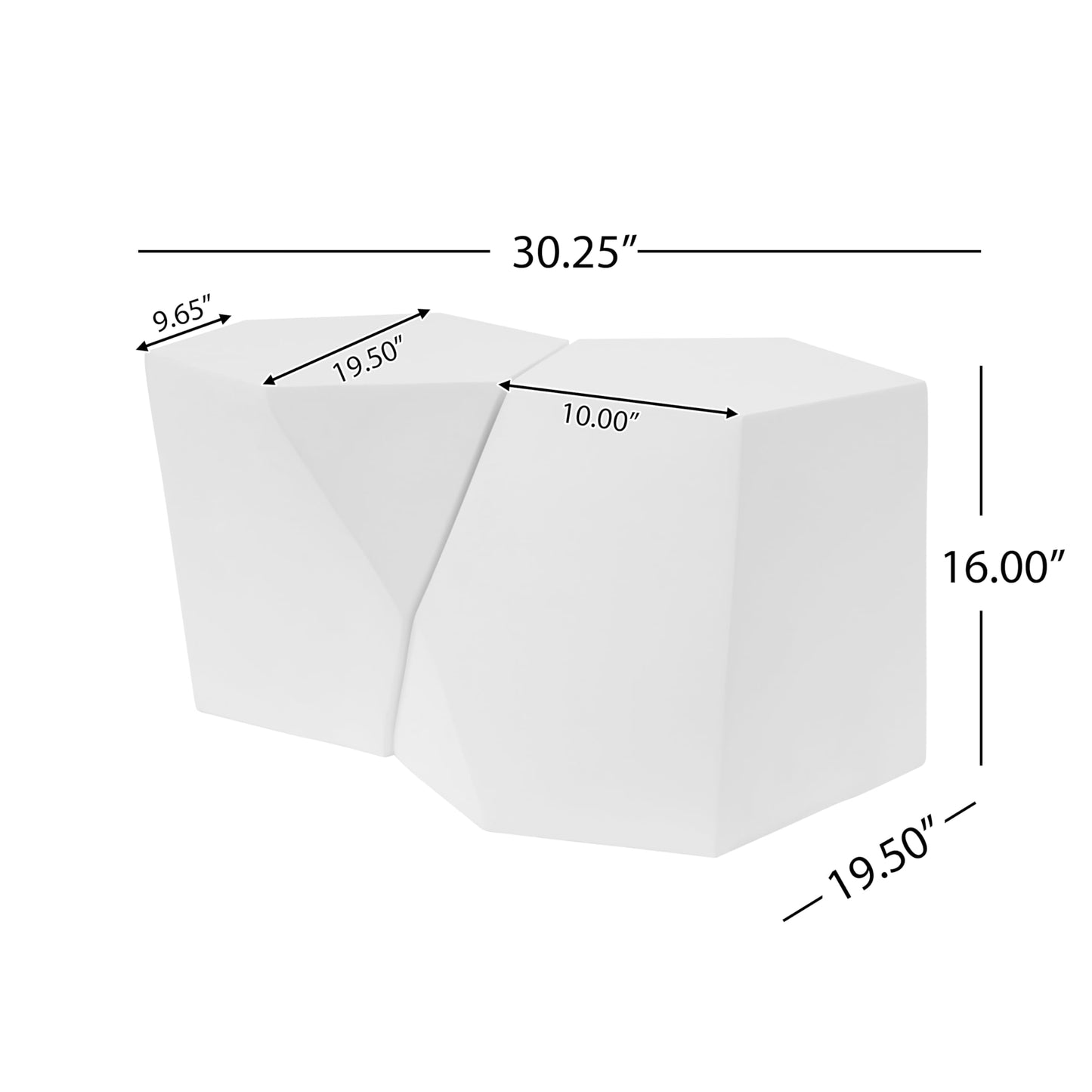 Christopher Knight Home Skyles Coffee Table Set of 2, Geometric Lightweight Concrete Patio End Table, Contemporary Home Decor, Flexible Indoor Outdoor Coffee Tables, No Assembly Required, White