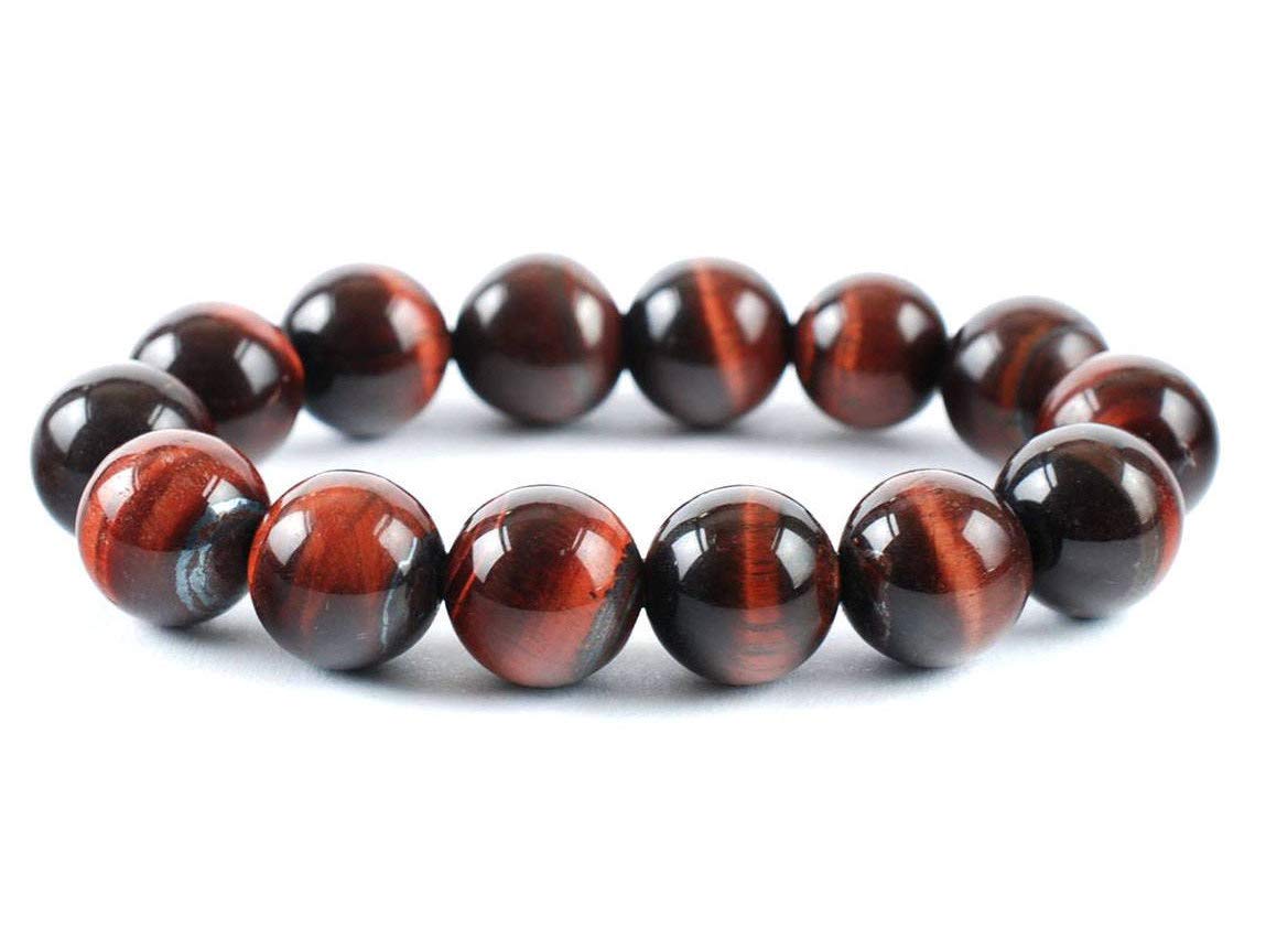 AWAKEN YOUR KUNDALINI Red Tiger’s Eye Stretch Bracelet – 10mm Beads, Gemini Birthstone