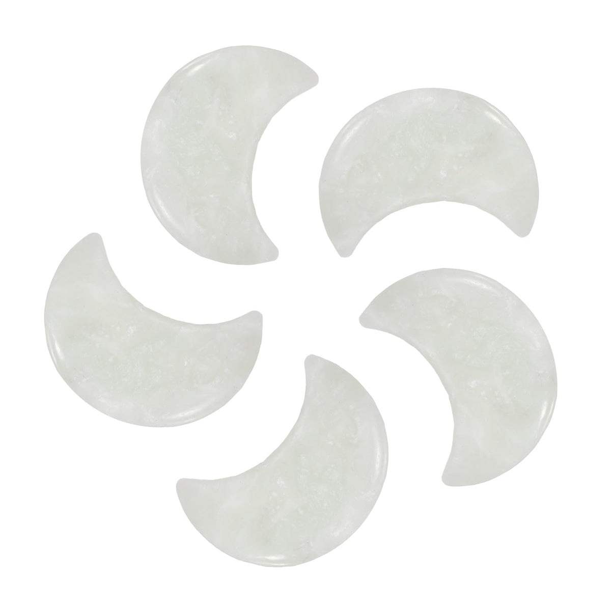 MECCANIXITY 5 Pcs Moon Crystal Worry Stone, 1.2 Inch Length Natural Serpentine Jade Moon Gemstone Bulk, Carved Pocket Stones for Meditation Balancing Pendant Decor