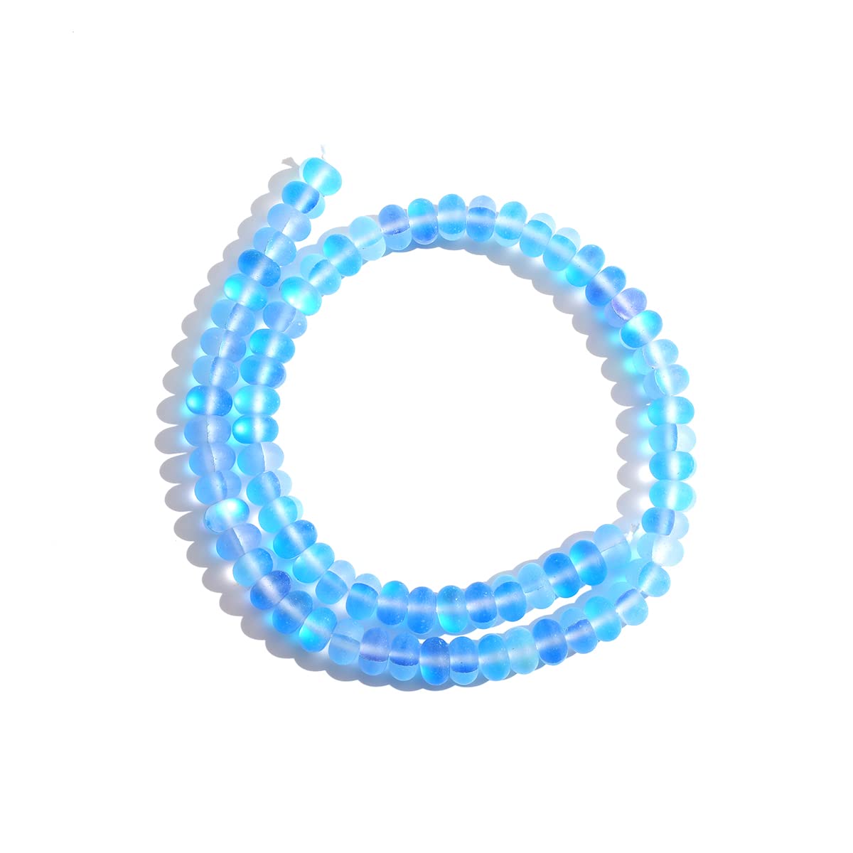 5x8mm Dark Blue Matte Aurora Crystal Glass Beads Loose Rondelle Disc Beads Frosted Moonstone for Jewelry Making
