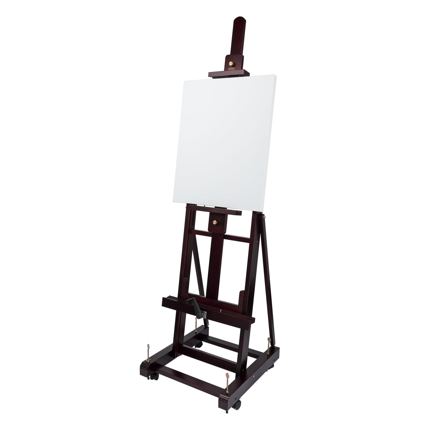 SoHo Urban Artist Pro Table Easel - Wooden Easel with Mahogany Finish, Adjustable Height to 100", Holds Canvases Up to 64", Tabletop Easels for Painting with Crank System and Casters