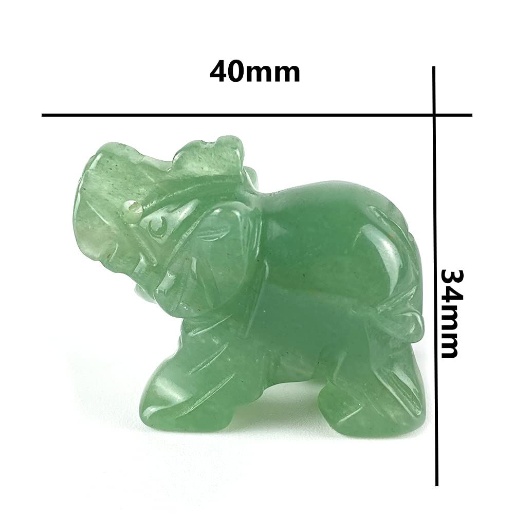 Ouubuuy Green Aventurine Crystal Elephant Pocket Guardian Figurine Elephant Statue 1.5 inch for Healing Reiki Spiritual Gift Cute Meditation Office Room Desk Decor