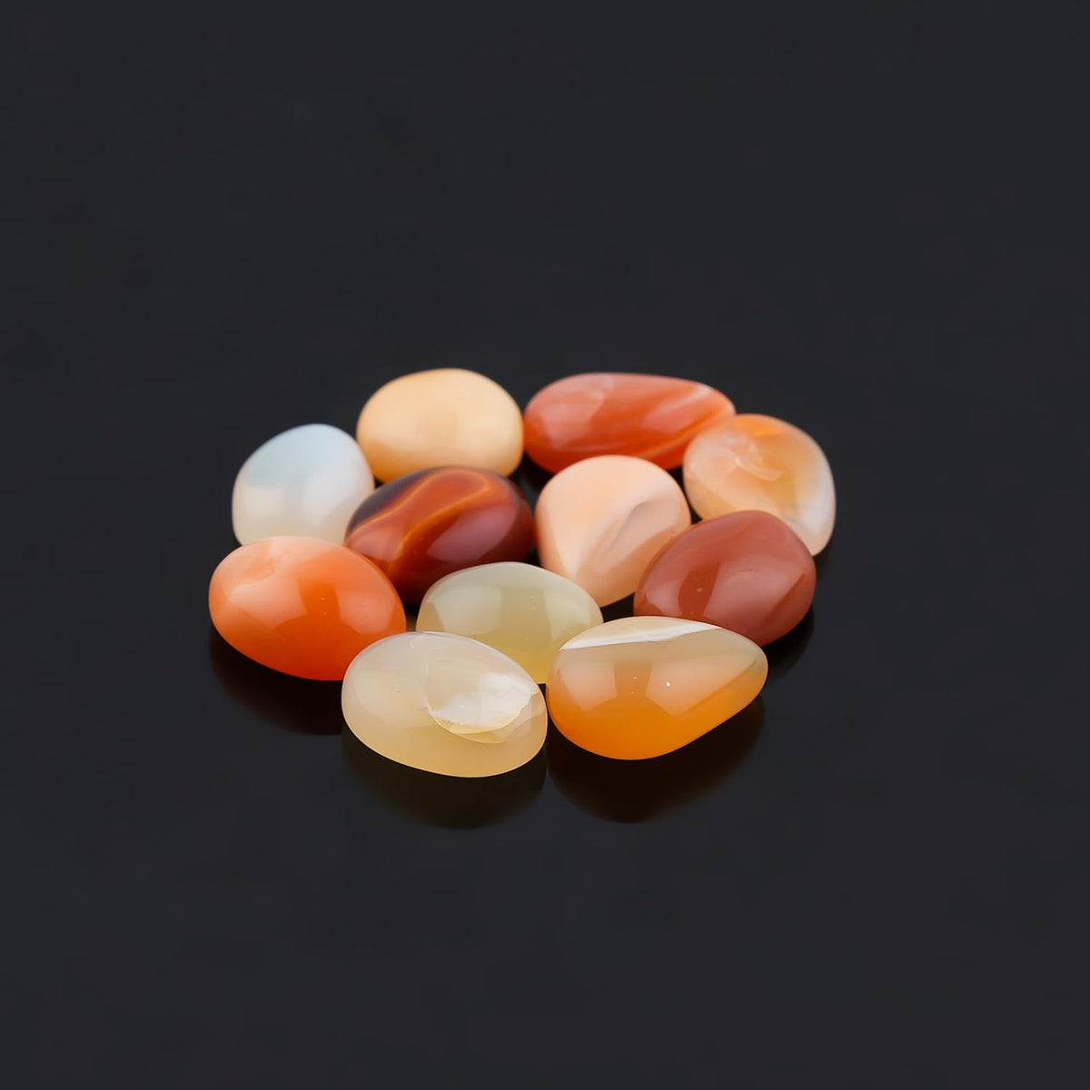 ColouredRocks (9-12 pcs. MEXICAN FIRE OPAL, Mix Shape, Natural Cabochon Crystals, Loose Gemstone, Wholesale Polished Supply, Jewelry Making, DIY Craft, Gem Collection (8-12 mm free size)