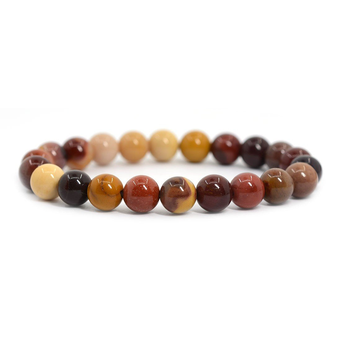 Justinstones Natural Mookaite Jasper Gemstone 8mm Round Beads Stretch Bracelet 7 Inch Unisex