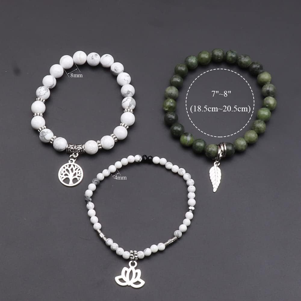 UEUC Tree of Life Yoga Healing Stone Bracelets,Multilayer Lotus Chakra Stone Reiki Bracelet Sets,Anxiety Crystal Natural Stone,for Women Stress Relief(#170)