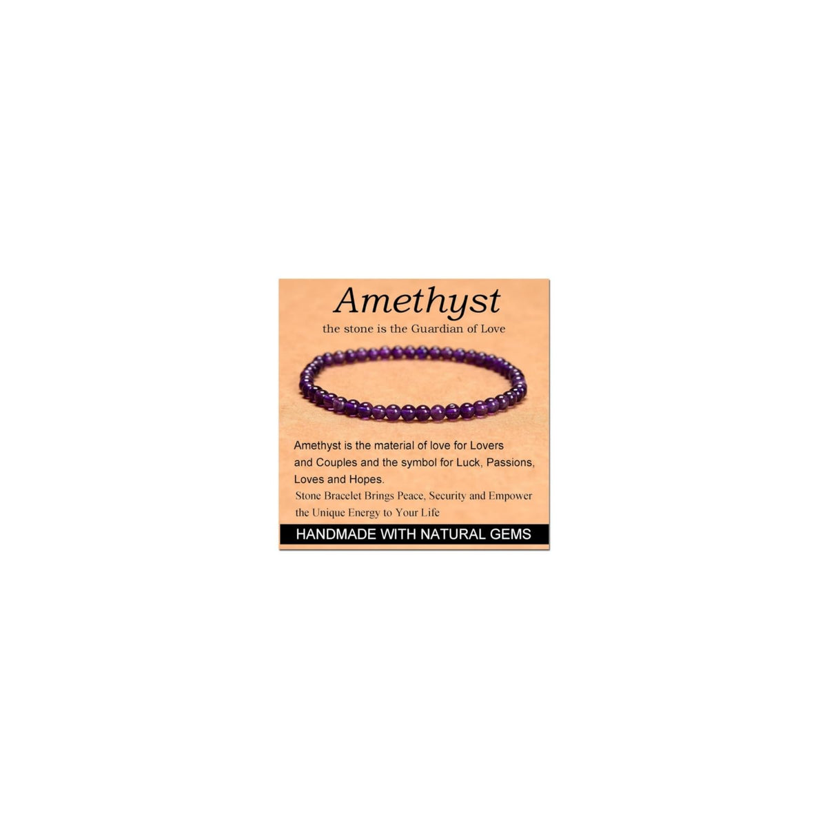 CHELYQST Amethyst Bracelet - Stone of Guardian of Love,Stretch Natural Stone Crystal Beads Jewelry Gifts for Women Men Unisex Adult,4mm