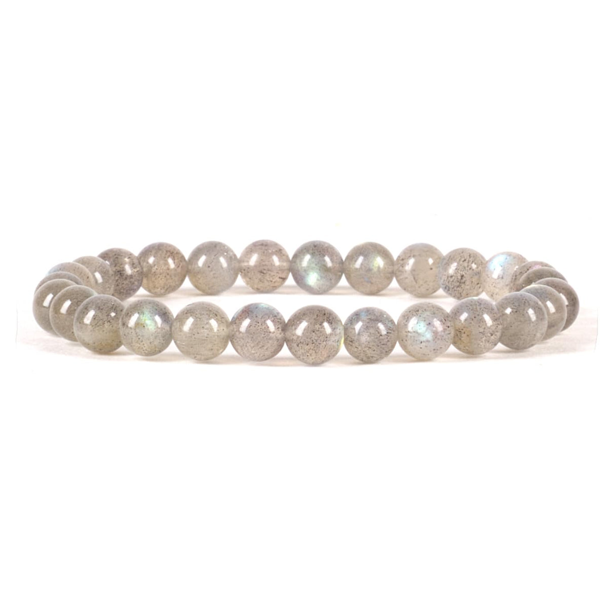 Cherry Tree Collection - Small, Medium, Large Sizes - Gemstone Beaded Bracelets For Women and Men - 6mm Round Beads (Labradorite AA Grade - Medium)