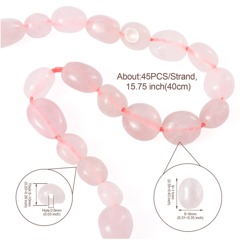 Fashewelry 43Pcs Irregular Natural Rose Quartz Beads Nugget Tumbled Chakra Gemstone Beads Crystal Healing Drilled Loose Beads 9-11x8-9mm for Earring Bracelet Necklace Jewelry Making
