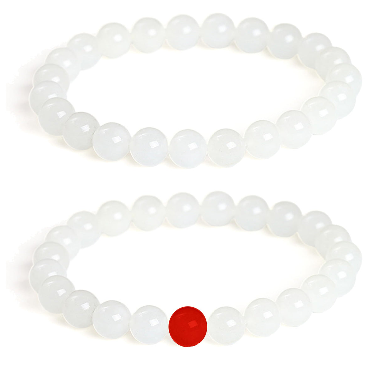 Cryhand White Jade Bracelets For Men Protection Healing Crystal Bracelet For Women Spiritual Charms Stretchy 8mm Beaded Lucky Handmade Anxiety Braceletss