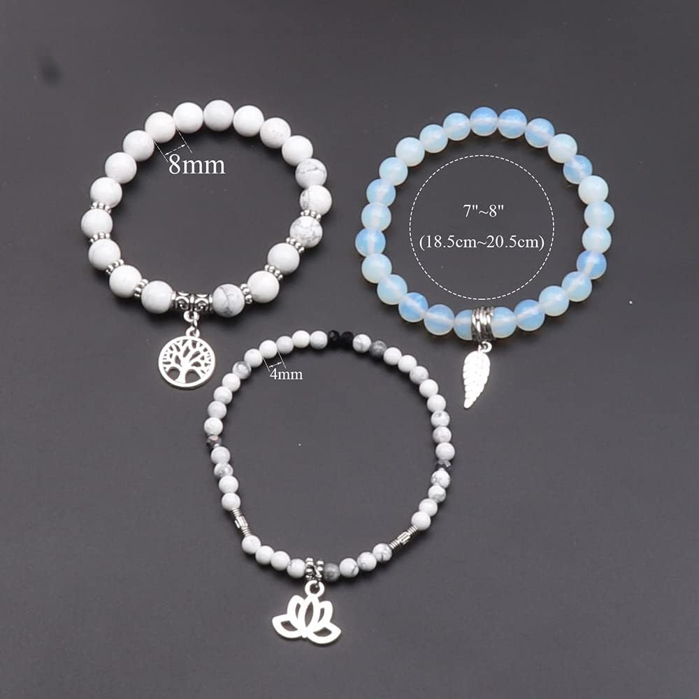 UEUC Tree of Life Yoga Healing Stone Bracelets,Multilayer Lotus Chakra Stone Reiki Bracelet Sets,Anxiety Crystal Natural Stone,for Women Stress Relief(#167)