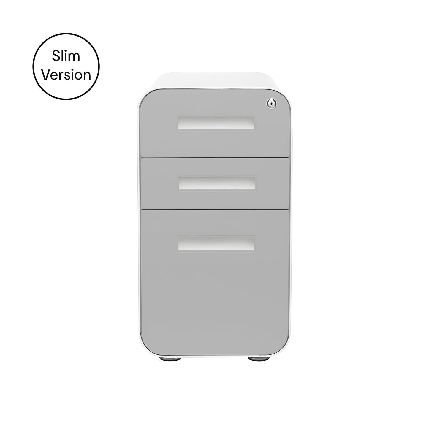 Laura Davidson Furniture Stockpile Slim 3-Drawer Mobile File Cabinet with Lock - Under Desk Metal Filing Cabinet, Legal/Letter File Folders, Wheels & Stationary Feet, Assembled, Light Grey Faceplate