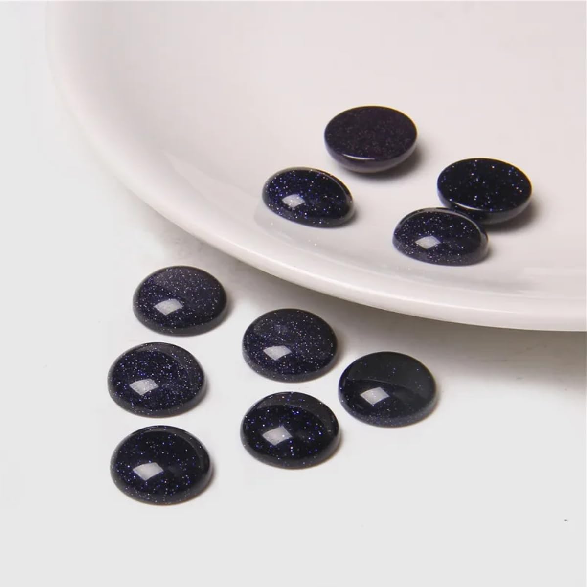 20pcs 4mm Natural Stone No Hole Blue Sandstone Semicircle Smooth Cabochons Beads Healing Chakra Crystal Stone Bead for Jewelry Making Rings Earrings Necklace Bracelet DIY Crafts