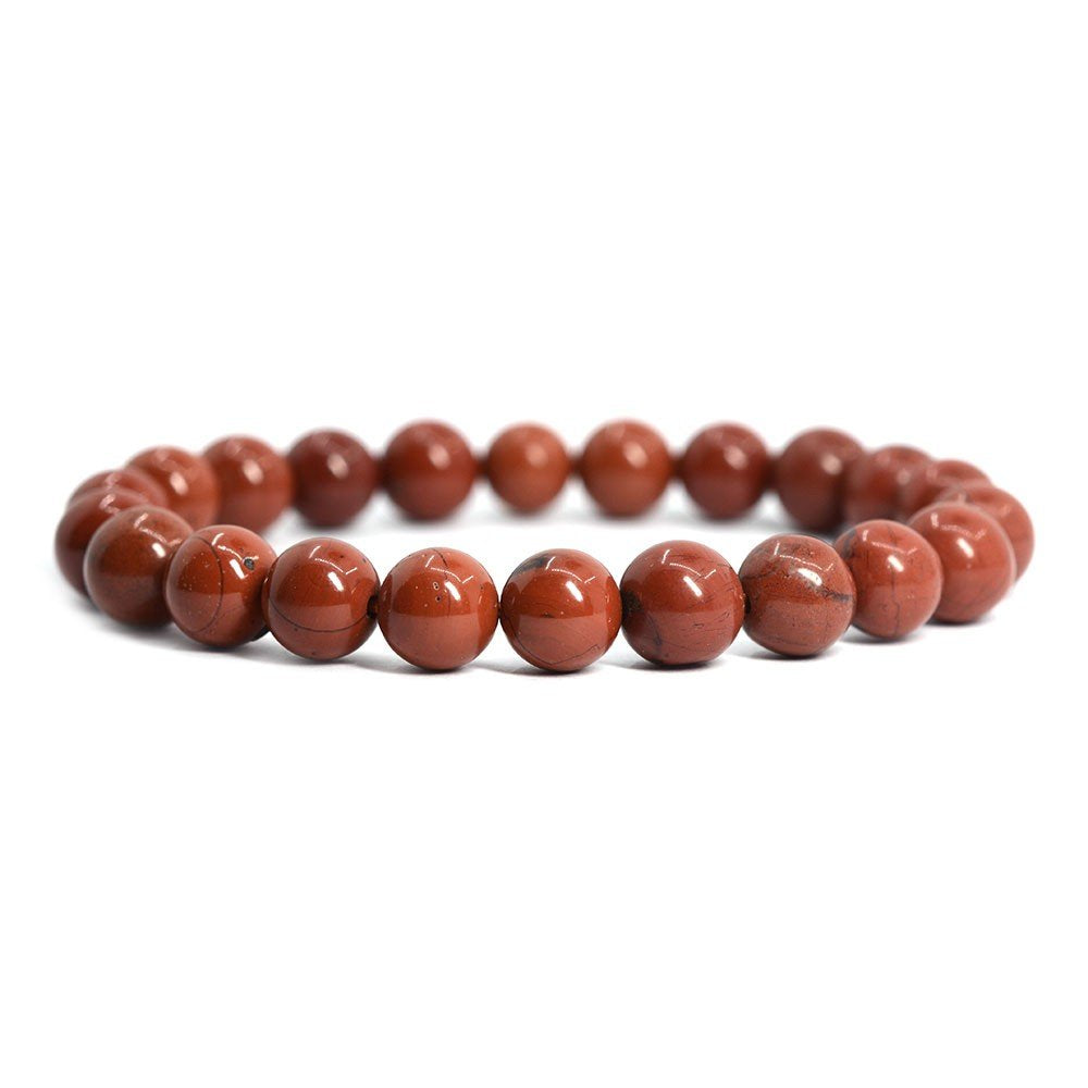 Justinstones Natural Red Jasper Gemstone 8mm Round Beads Stretch Bracelet 7 Inch Unisex