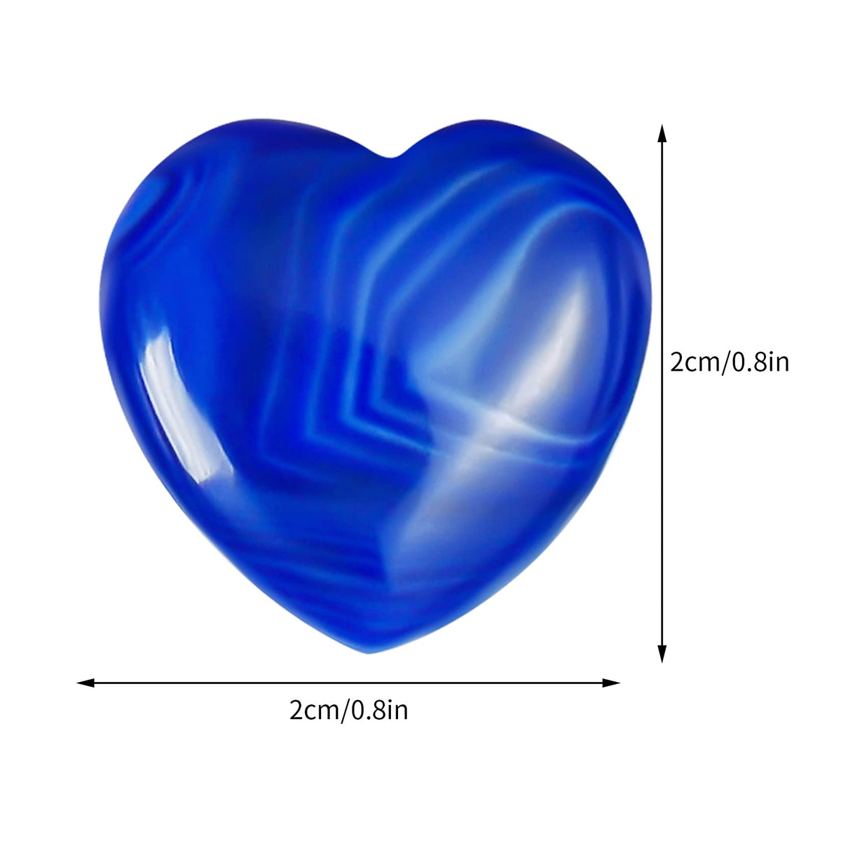 Marrywindix 15 Packs 0.8 Inch Healing Crystal Natural Blue Agate Heart Love Carved Palm Worry Stone Chakra Reiki Balancing
