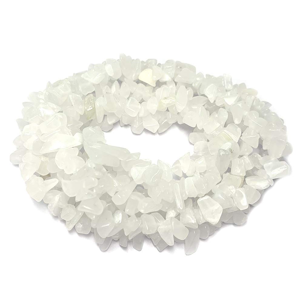 35 inches Chip Stone Loose Gemstones Beads Drilled Strand for Jewelry Making (White Jade)