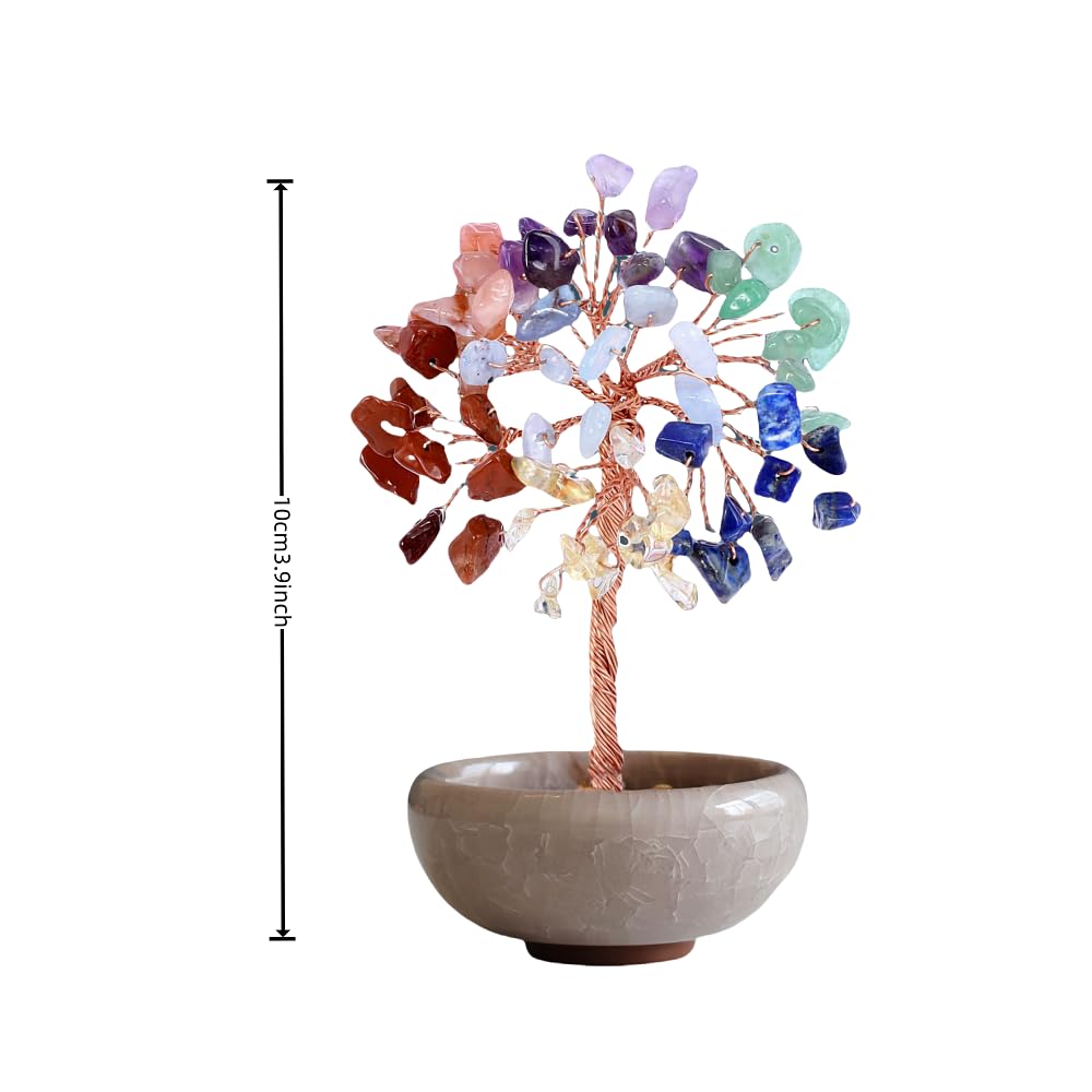 Seven Chakra Tree of Life Crystal Tree - Healing Crystals Tree for Home Decor 7 Chakra Crystals Healing Tree of Life for Meditation and Yoga 7 Chakras Stones on Tree of Life for Spiritual Healing