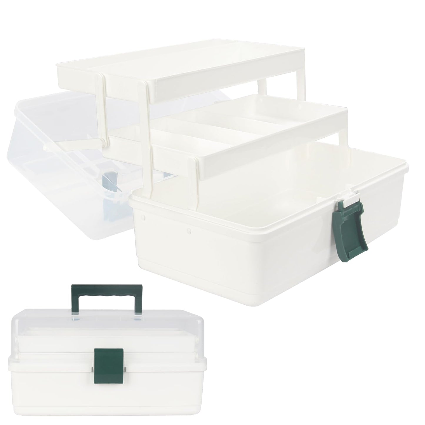 WEWLINE 13-Inch Art Box Organizer 3-Layer Craft Storage Organizer Sewing Kit Box with Handle Art Bin for Home,School,Office,Travel