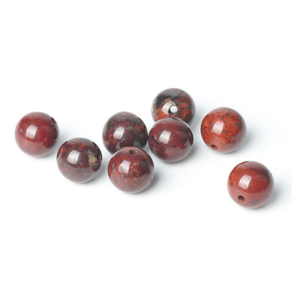 100Pcs Natural Stone 6mm Red Blood Jasper Round Loose Gemstone Energy Healing Beads Hole Size 1mm DIY Smooth Beads for Bracelet Necklace Earrings Jewelry Making