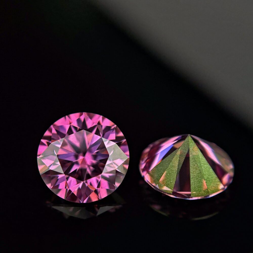 Ningxun 11 Colors Loose Moissanite Stones 5-10mm 1ct 2ct Round Brilliant VVS1 Moissanite Gemstones With GRA Certificate For Jewelry Making (Garnet Color, 6.5mm 1ct)