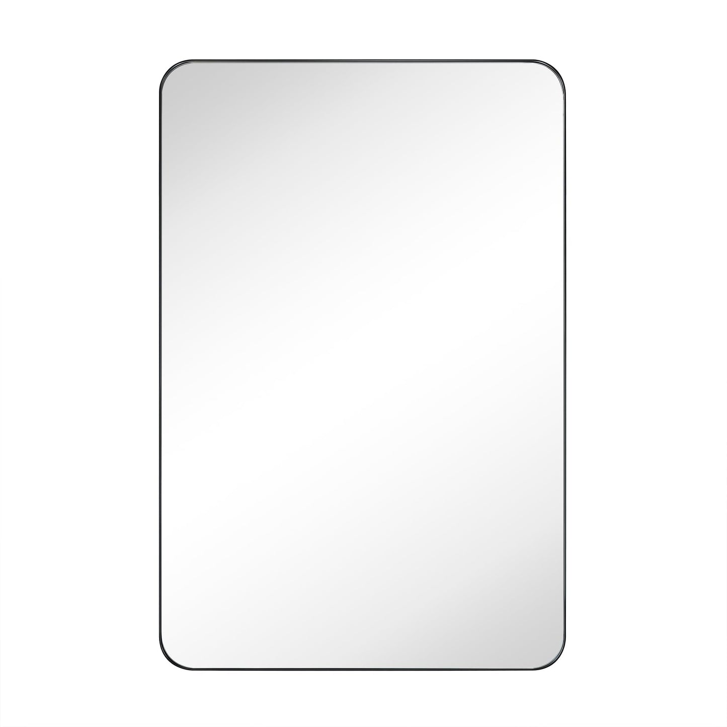 EGHOME Matt Black Rectangle Recessed Bathroom Medicine Cabinet with Mirror Stainless Steel Metal Framed Rounded Rectangular Bathroom Cabinet with Mirror 24x36''