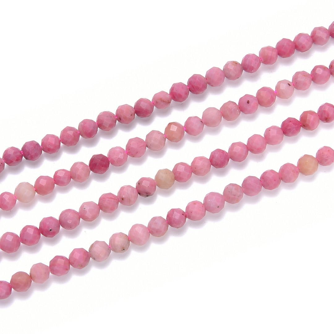 Adabele 30 Inch Natural Red Rhodochrosite Healing Gemstone 3mm (0.12 Inch) Tiny Small Faceted Round Loose Beads Stone Spacer (240-260pcs Total) for Craft Jewelry Making GK3-13