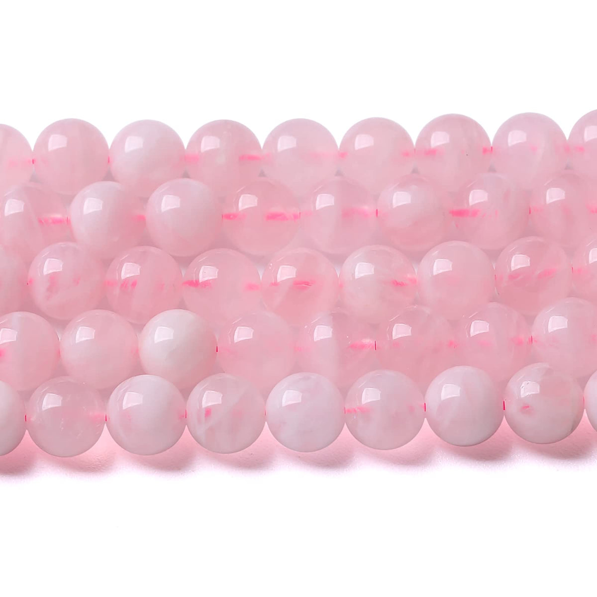 8MM 46PCS Natural Crystal Stone Madagascar Rose Quartz Gemstone Beads for Jewelry Making DIY Bracelet
