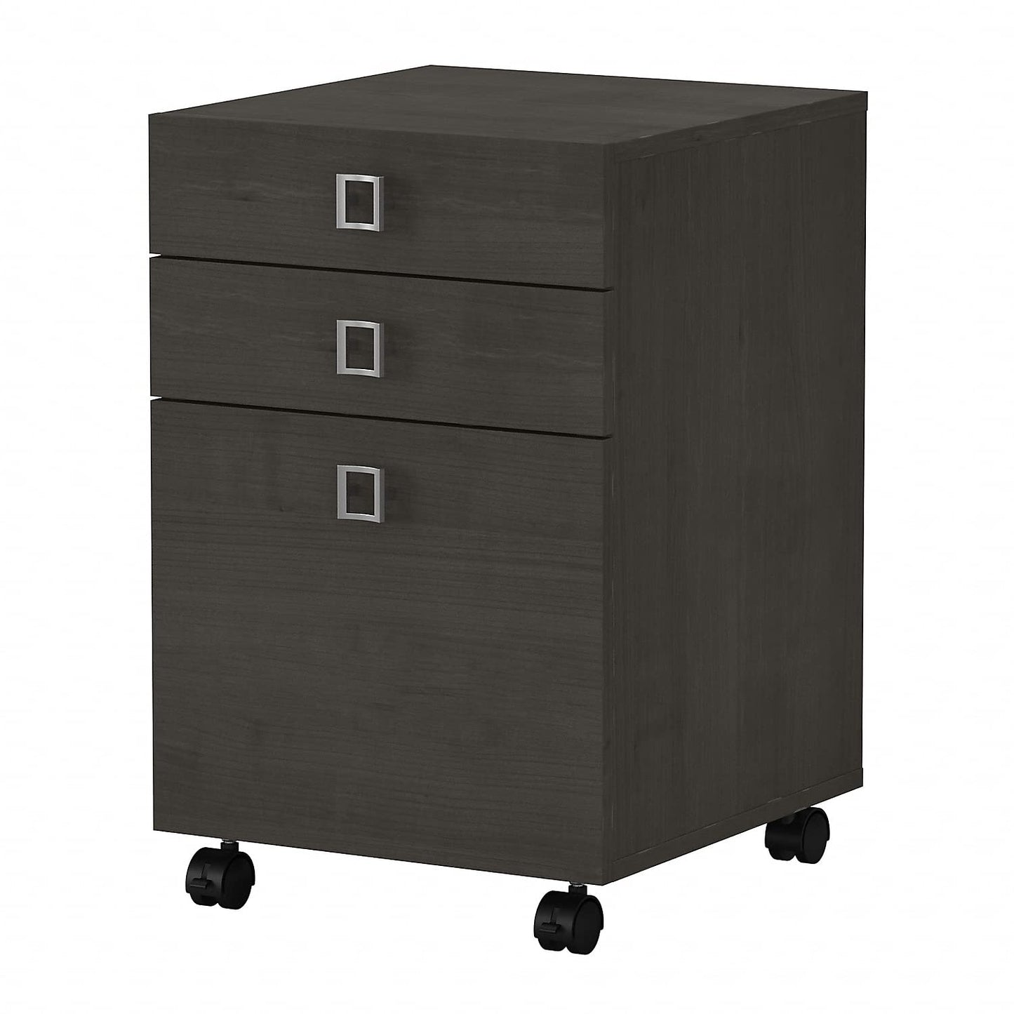 Bush Business Furniture Echo 3 Drawer Mobile File Cabinet in Charcoal Maple