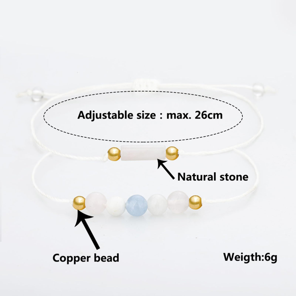 IQIC Handmade Fertility & Pregnancy Bracelet with Natural Rose Quartz, Aquamarine & Moonstone, Healing Crystal Bracelet for Pregnant Women, Comes with Blessing Card for Safe Delivery & New Beginnings