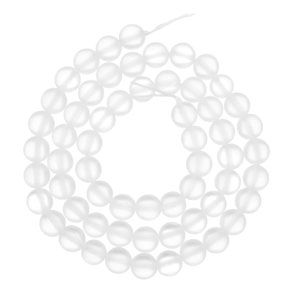 uxcell Matte Crystal Glass Beads 6mm Synthetic Frosted Shining Semi-Precious Round Loose Beads Synthetic Moonstone for Jewelry Making DIY Bracelet, White Silver