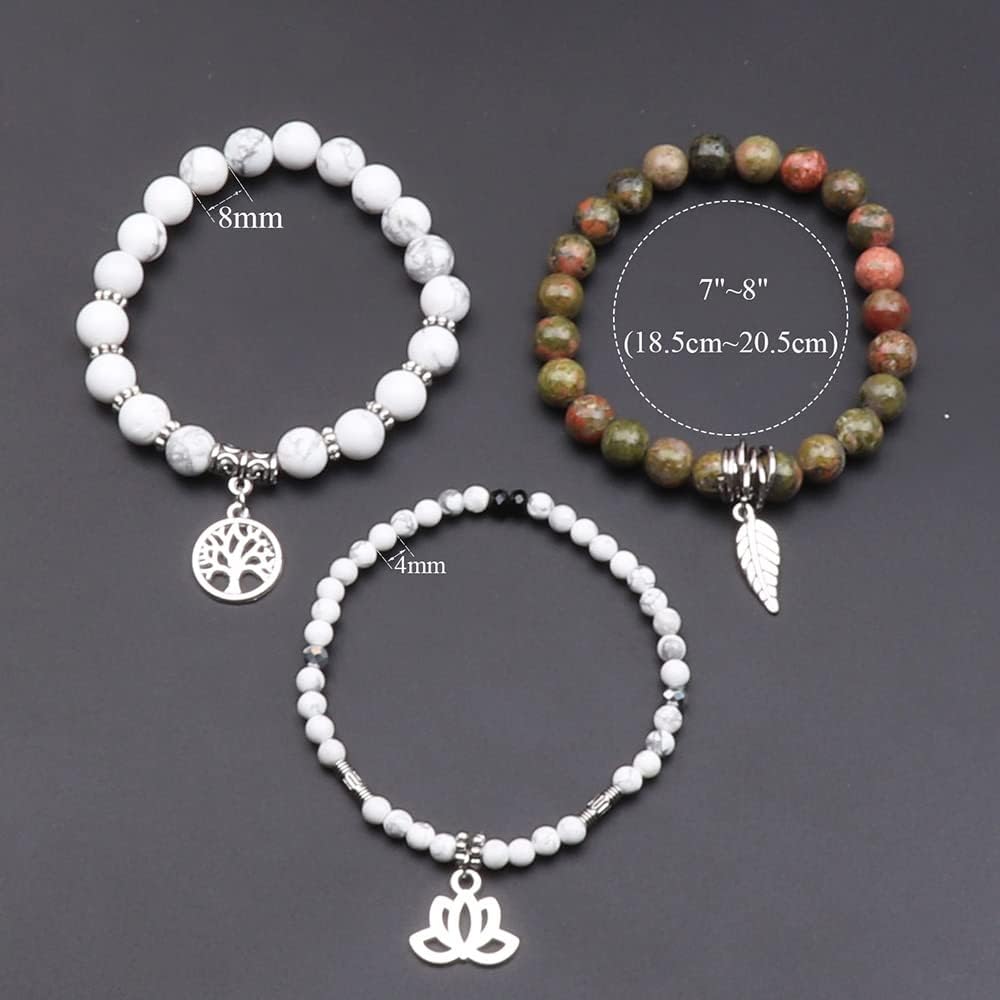 UEUC Tree of Life Yoga Healing Stone Bracelets,Multilayer Lotus Chakra Stone Reiki Bracelet Sets,Anxiety Crystal Natural Stone,for Women Stress Relief(#171)