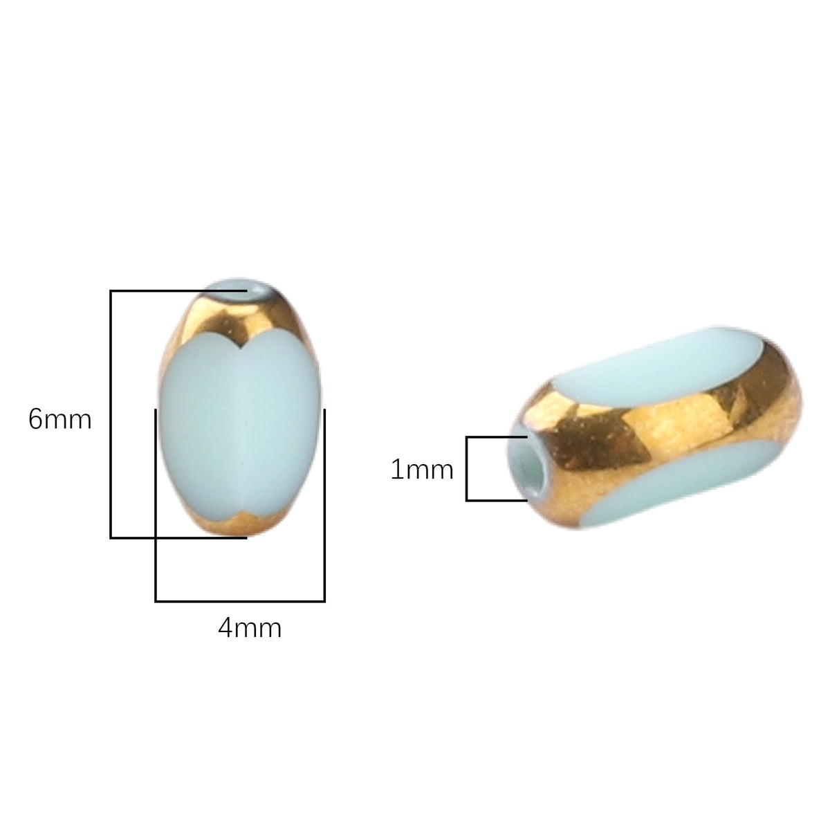 DADIFEN Glass Rice Beads Peacock Green 4x6mm 50pcs Faceted Oval Golden Edge Crystal Loose Beads for DIY Craft Jewelry Making