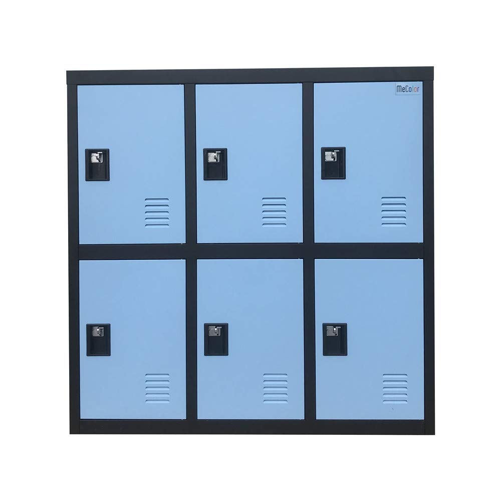 MECOLOR FURNITURE Digital Lock Metal Gym Locker Organizer with Padlock and Shelf Small Size Blue