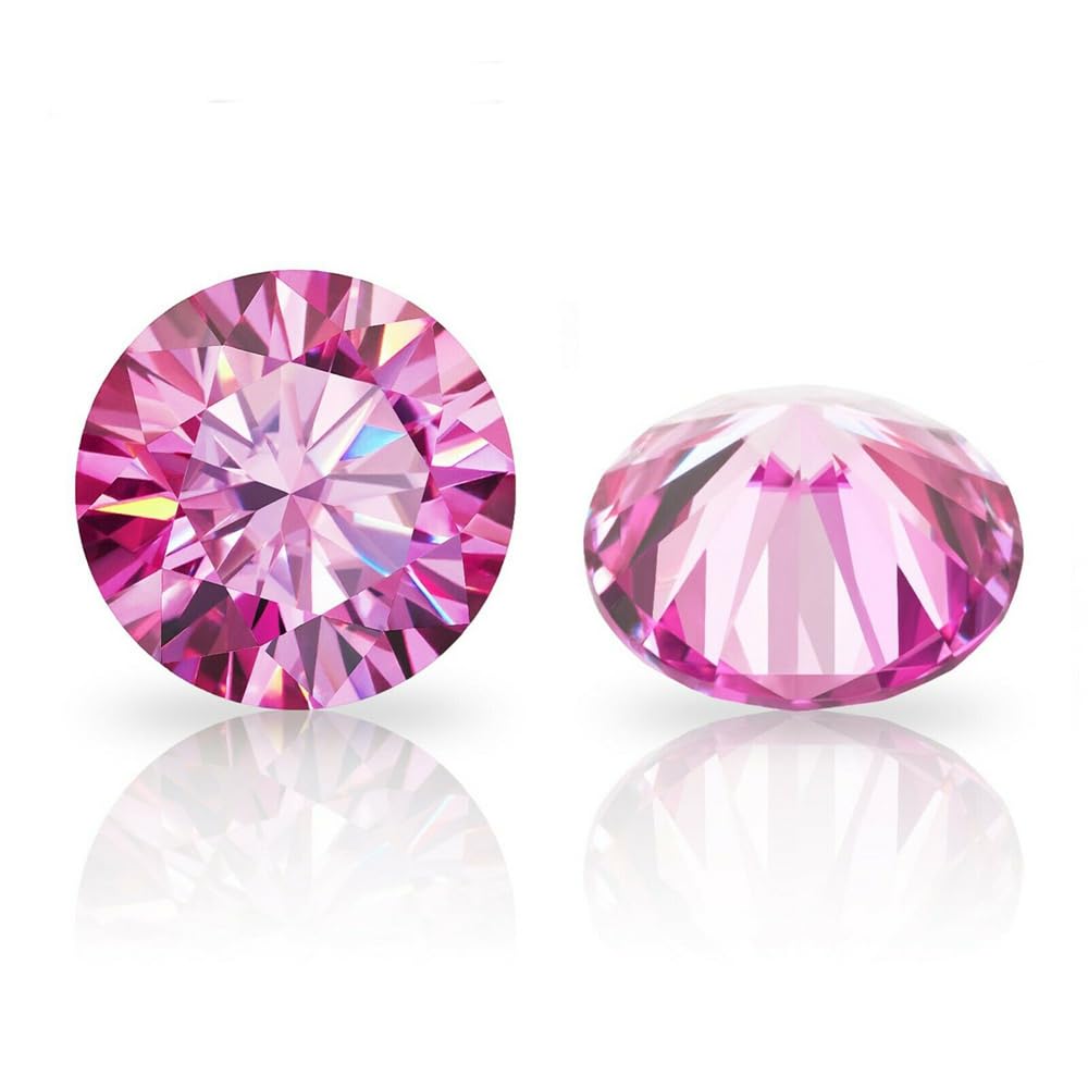 4-10mm Loose Moissanite Stone Garnet Pink Color Various 4 Colors Moissanites Gesmtone 0.3-4ct VVS1 Clarity Gems (Dark Pink, 6.5mm 1ct)