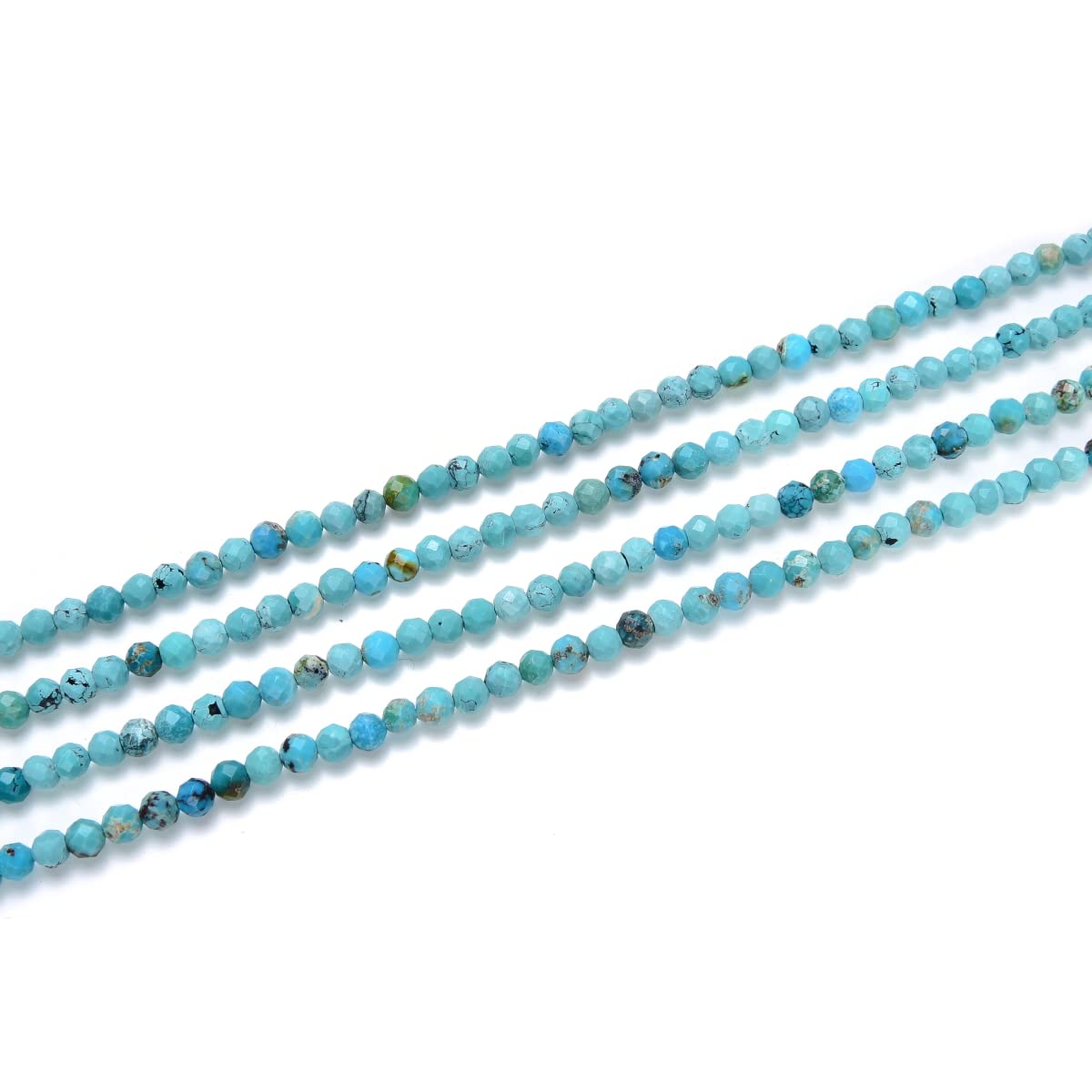 Adabele 30 Inch Natural Green Turquoise Healing Gemstone 4mm (0.16 Inch) Tiny Small Faceted Round Loose Beads Stone Spacer (160-180pcs) for Craft Jewelry Making GK4-15