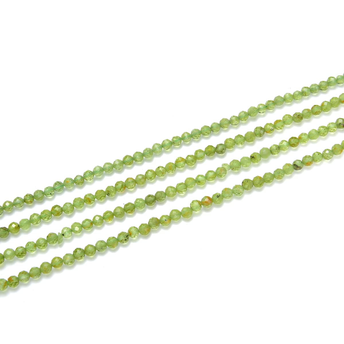 Adabele 15 Inch Natural Green Peridot Healing Gemstone 3mm (0.12 Inch) Tiny Small Faceted Round Loose Beads Stone Spacer (130-140pcs) for Craft Jewelry Making GK3-11