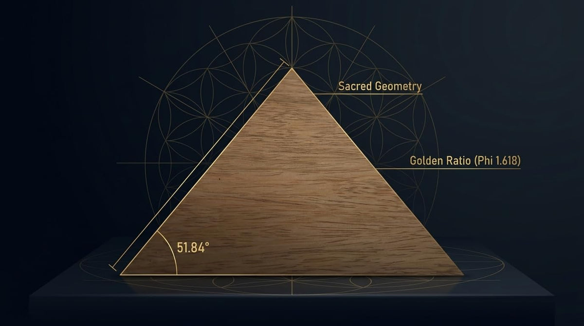 Sacred Geometry Powerful Energy Generator Wish Pyramid Handmade Mango Wood for Abundance, Healing & Meditation, Yoga, Vastu, Feng Shui Desk Decor for Mindfulness & Great Spiritual Gift