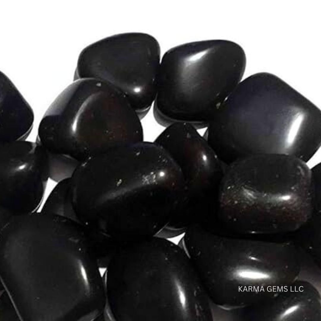 Karma Gems 1lb Obsidian Tumbled Stones - Polished Stones for Positive Energy - Crystal Kit for Fresh Mind & Restful Sleep - Healing Stone for Chakra Balancing - Ideal for Gift & Home Decor (15-25 Mm)
