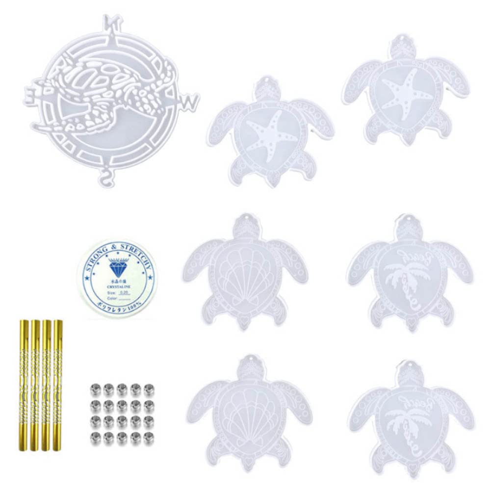 Wind Chimes Resin Molds Silicone Kit Bundle, Sea Turtle Epoxy Mold Wind Bell Silicone Moulds for Home Outdoor Indoor Decorations DIY Crafts