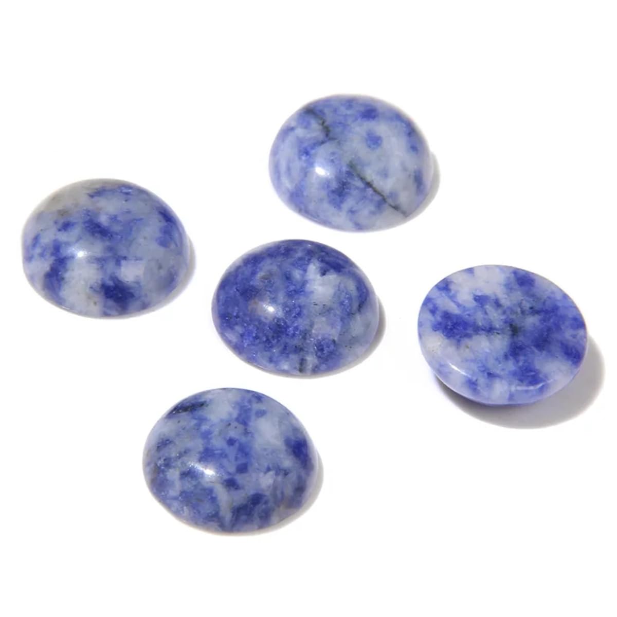 20pcs 16mm Natural Stone No Hole Blue Sodalite Semicircle Smooth Cabochons Beads Healing Chakra Crystal Stone Bead for Jewelry Making Rings Earrings Necklace Bracelet DIY Crafts