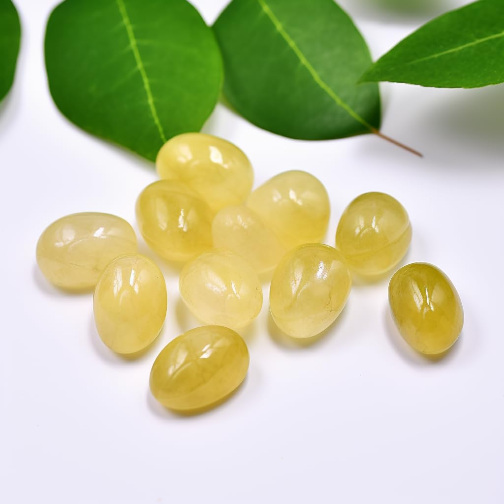 Super Large Polished Citrine Healing Crystal Stones - 2 Pcs of 1.2" Worry Stone for Anxiety, Pocket Palm Gemstones Handpicked Natural Tumbled Rocks for Meditation, Reiki, Chakra, Home Decor