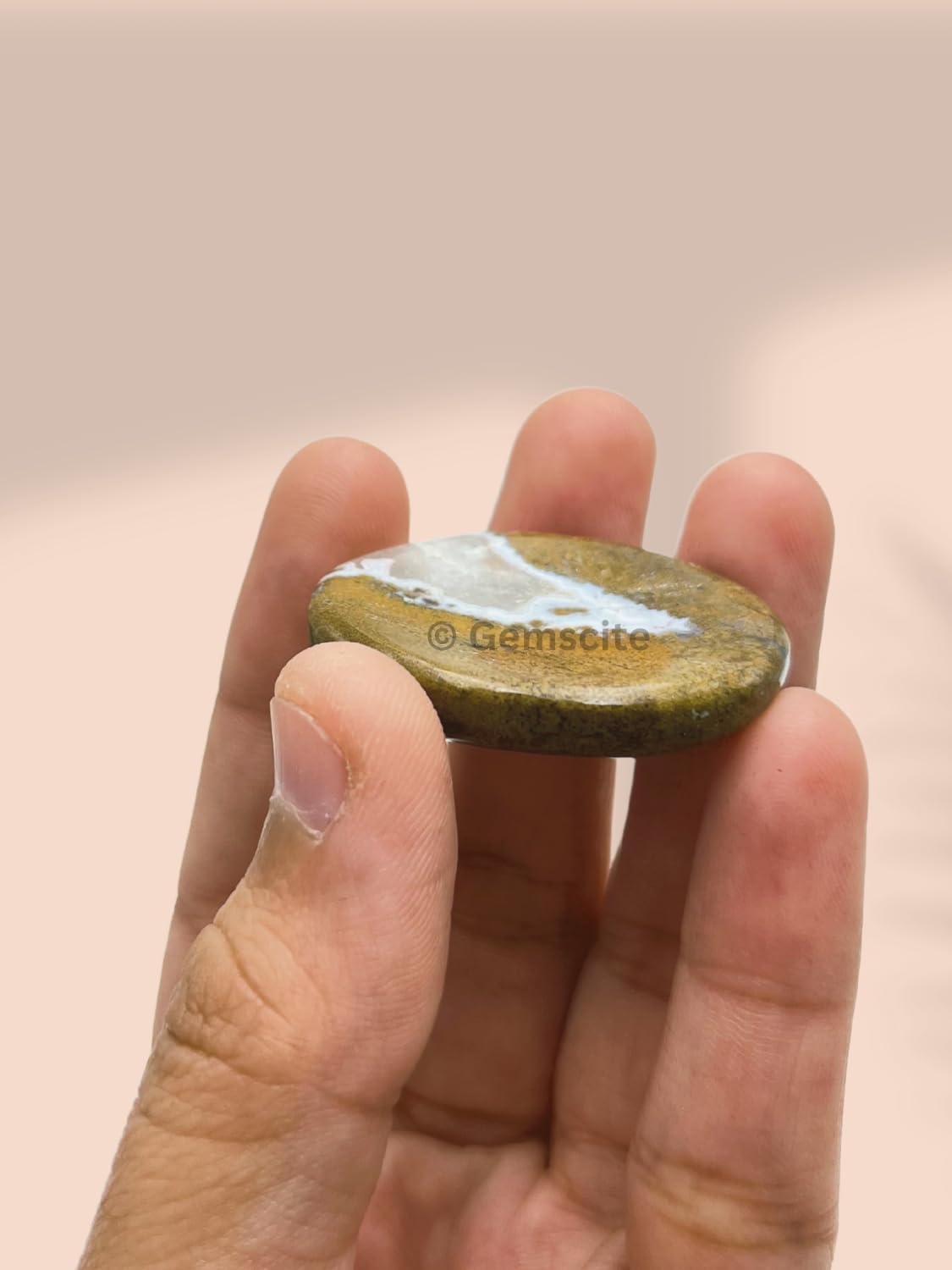 GEMSCITE Yellow Chalcedony Thumb Worry Stones Metaphysical Gemstone Crystal Healing Reiki Men Women Gift FENG Shui Positive Energy Love Wellness Palm Stones Wicca Powerful