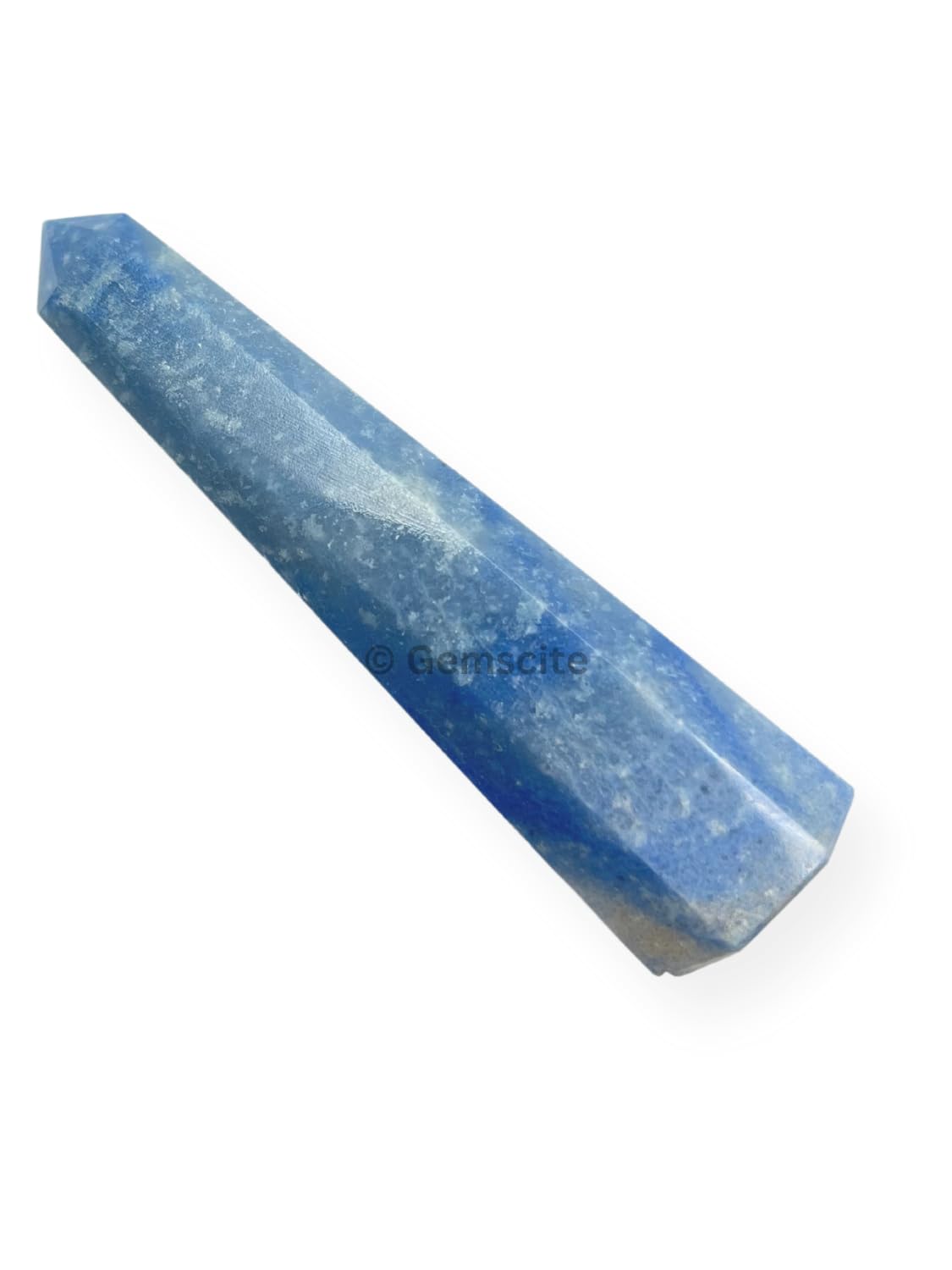 WholesaleGemShop 3 Inch (70 mm) Gemstones Dumortierite Obelisk Tower Jumbo Facet Aura Rock Crystal Natural Polished Earth Wand Spirit