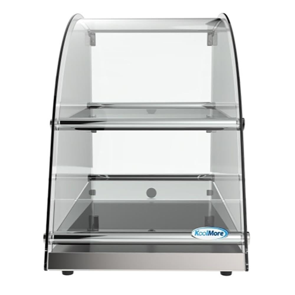 Pemberly Row 2-Tier Glass Bakery Display Case, Stainless Steel Base, Clear Tempered Glass, 20.4"H x 13.7"W x 23.6"D, Countertop Pastry Display for Muffins, Cookies, Donuts, Coffee Shop or Bakery Use